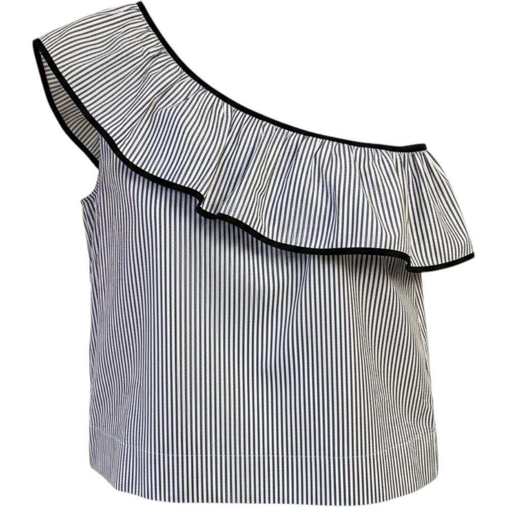 J. Crew Factory One Shoulder Top Stripe J0838 $54.50 Cotton Blend Blue White, 8